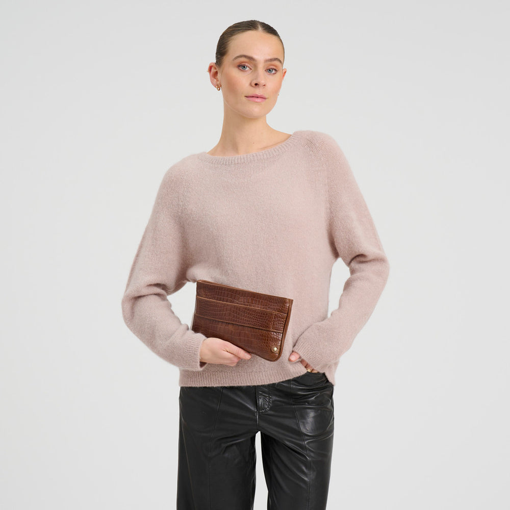 Fashion Favourites croco leather clutch / 17132 - Cognac Croco