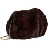DEPECHE Faux fur crossover bag with chain Cross over 161 Dark brown