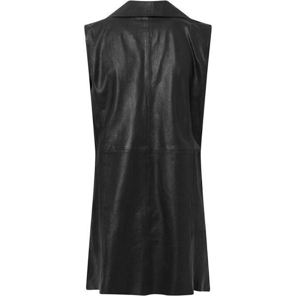 Depeche leather wear Feminine Koko leather vest in soft and delicious quality Tops 099 Black (Nero)