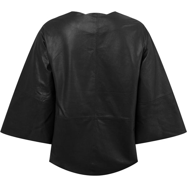 Depeche leather wear Feminine Trine top in soft leather quality Tops 099 Black (Nero)