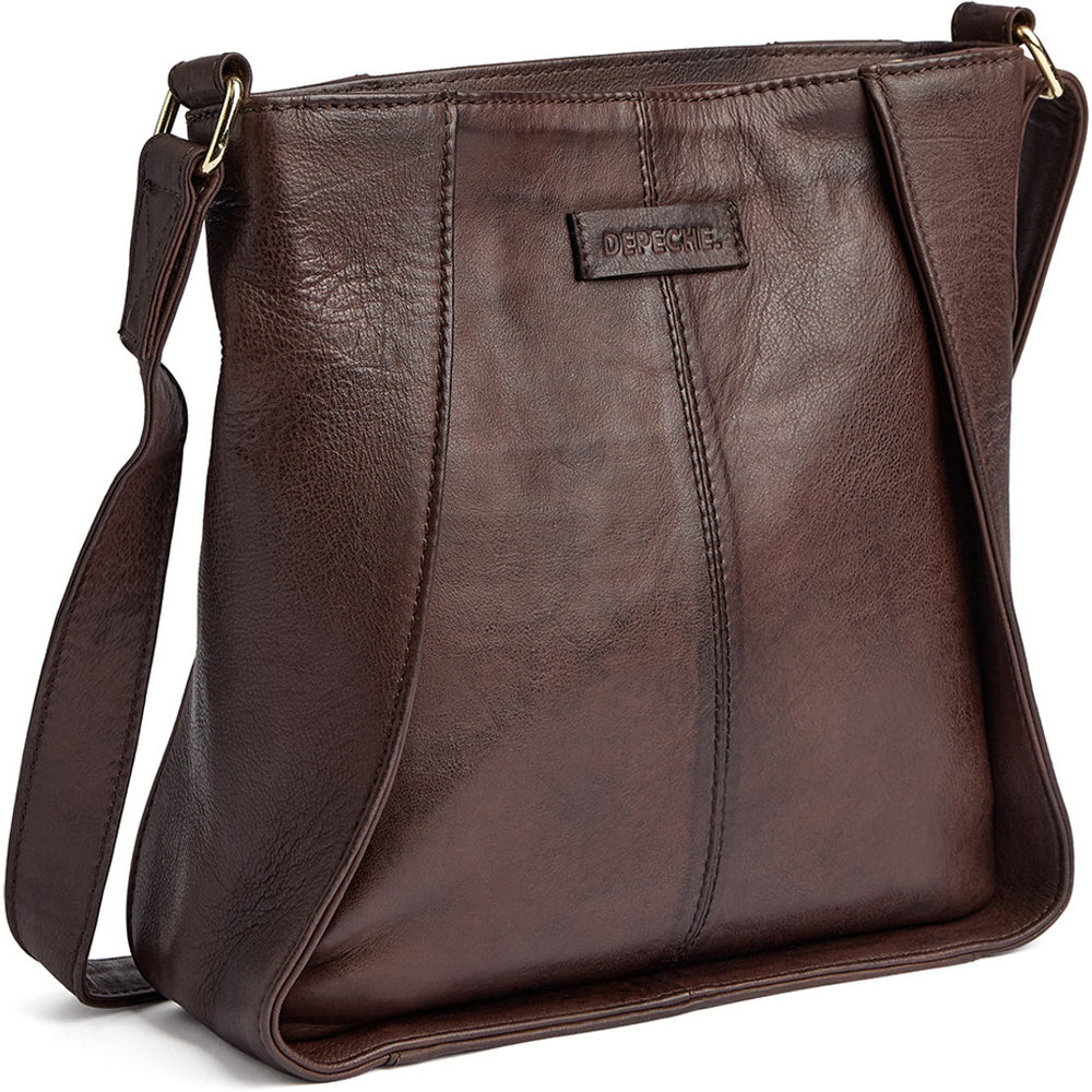 Feminine leather crossover bag / 17116 - Coffee – DEPECHE
