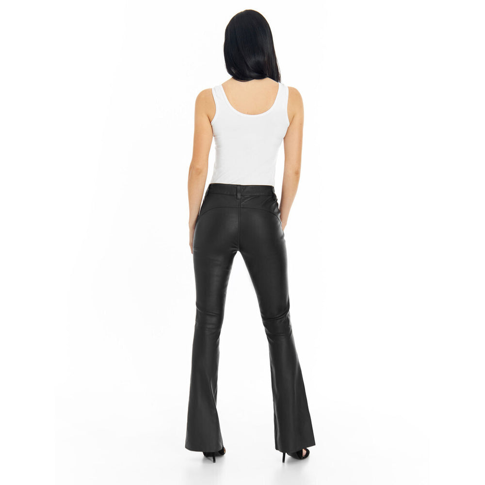 Flare RW Cleo leather pants in soft quality / 50678 - Black – DEPECHE