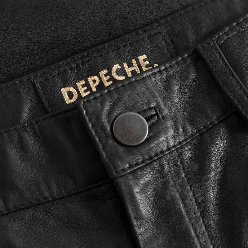 Depeche leather wear HW regular fitting Boa leather pants Pants 099 Black (Nero)