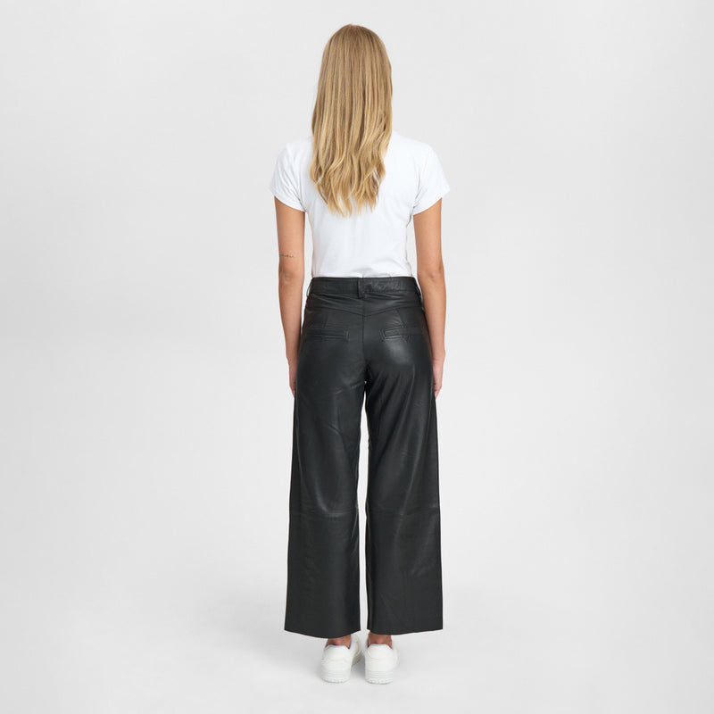 Depeche leather wear HW regular fitting Boa leather pants Pants 099 Black (Nero)