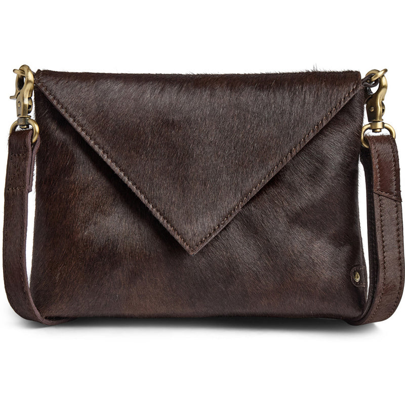 DEPECHE Hair-on leather clutch Clutch 161 Dark brown