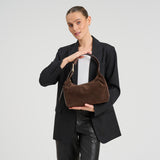 DEPECHE Handbag in suede and cow leather Shoulderbag / Handbag 008 Chocolate