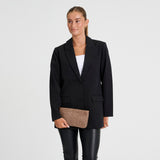 DEPECHE Handwoven calf leather clutch bag Small bag / Clutch 250 Dark Taupe