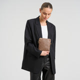 DEPECHE Handwoven calf leather mobile bag Mobilebag 250 Dark Taupe