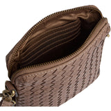 DEPECHE Handwoven calf leather mobile bag Mobilebag 250 Dark Taupe