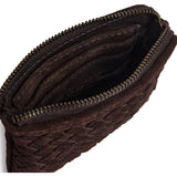 DEPECHE Handwoven suede purse/card holder Purse / Credit card holder 008 Chocolate