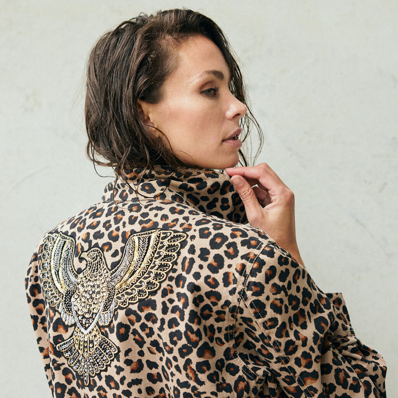Depeche Clothing Jane jacket decorated with a beautiful patch Jackets 261 Leopard Printed
