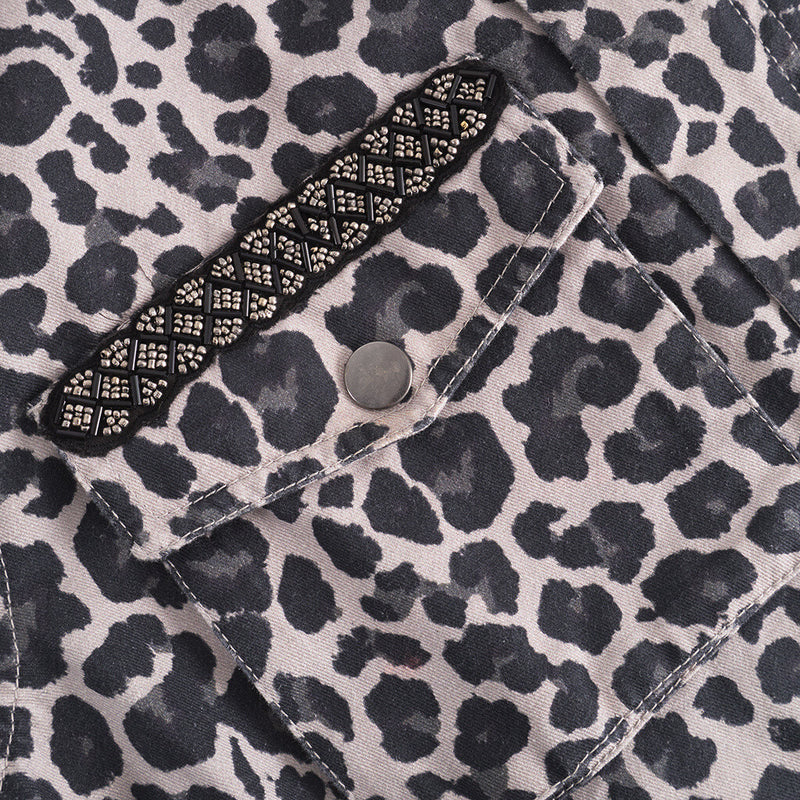 Depeche Clothing Jane jacket decorated with a beautiful patch Jackets 281 Grey leo print