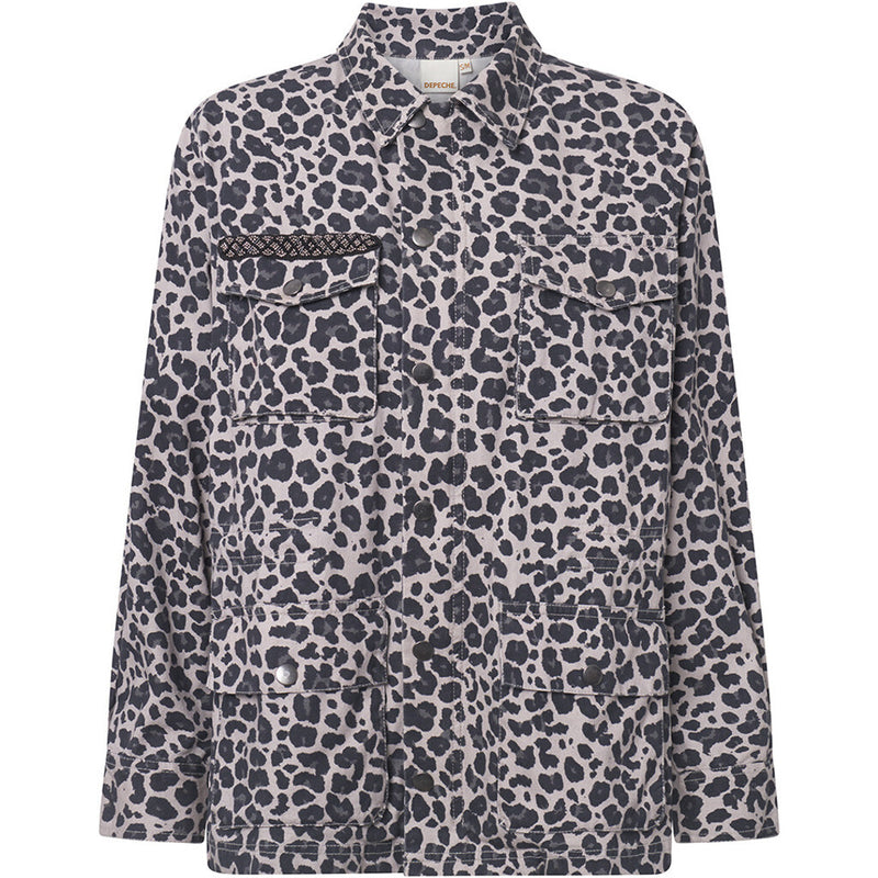 Depeche Clothing Jane jacket decorated with a beautiful patch Jackets 281 Grey leo print