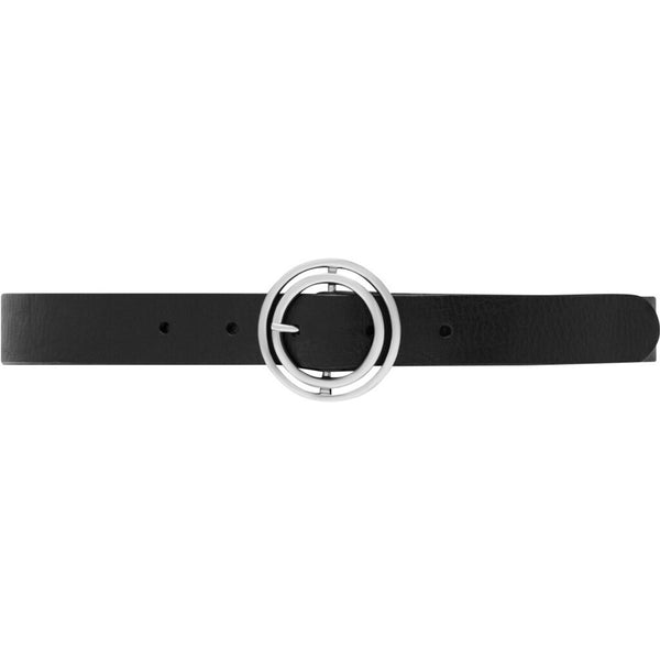 DEPECHE Jeans leather belt with round buckle Belts 098 Silver