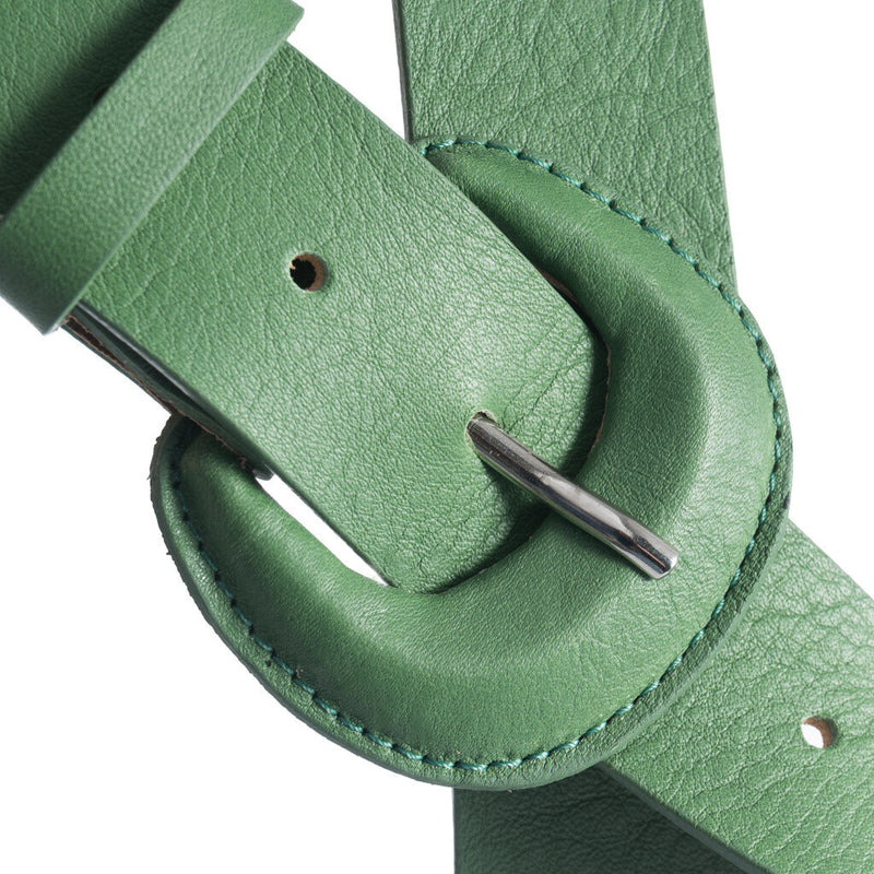 DEPECHE Jenas leather belt with large buckle Belts 182 Greenery