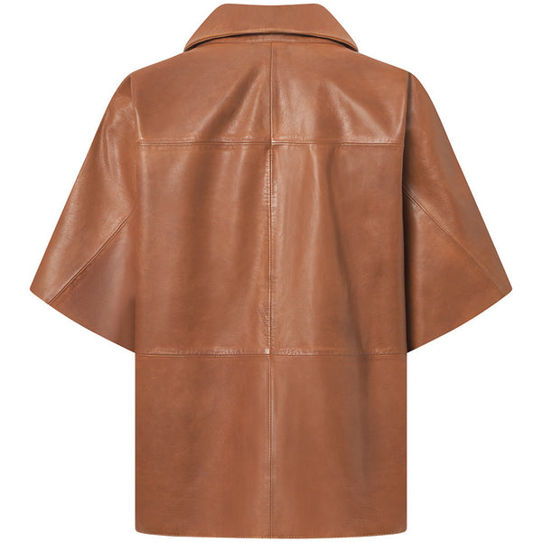 Depeche leather wear Julia short sleeve leather shirt Shirts 005 Vintage cognac