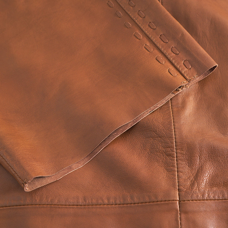 Depeche leather wear Julia short sleeve leather shirt Shirts 005 Vintage cognac