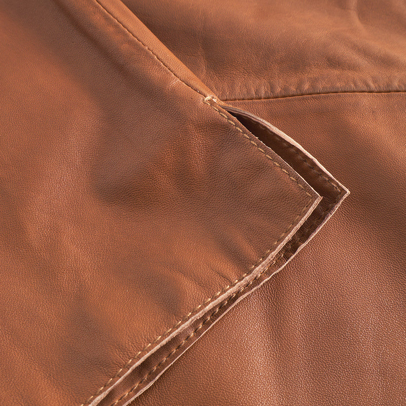 Depeche leather wear Julia short sleeve leather shirt Shirts 005 Vintage cognac