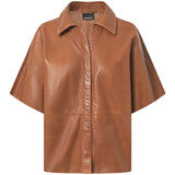 Depeche leather wear Julia short sleeve leather shirt Shirts 005 Vintage cognac