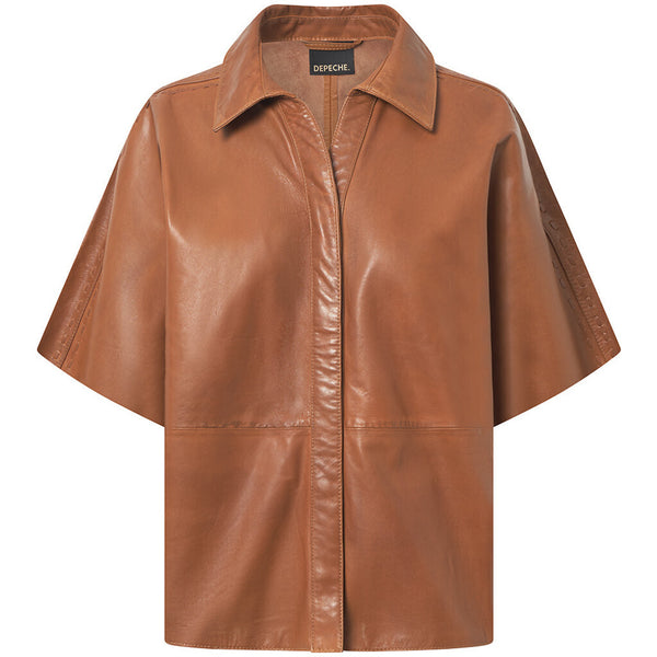 Depeche leather wear Julia short sleeve leather shirt Shirts 005 Vintage cognac