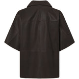 Depeche leather wear Julia short sleeve leather shirt Shirts 008 Chocolate