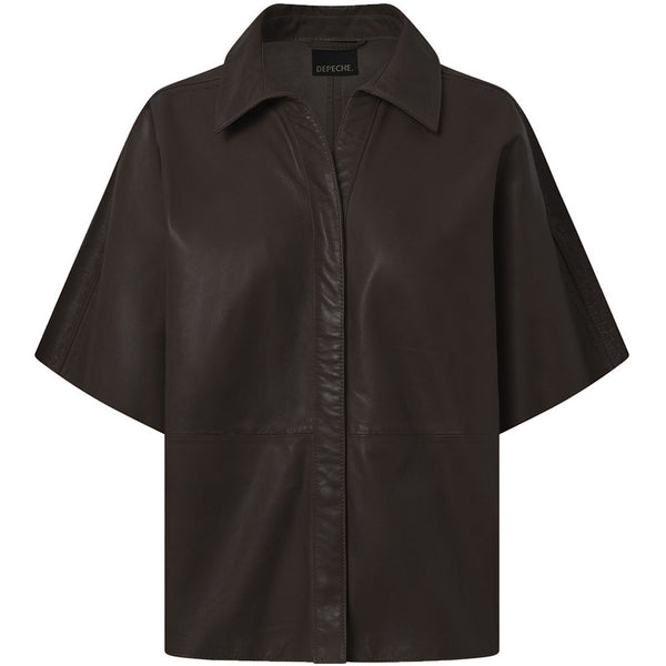 Depeche leather wear Julia short sleeve leather shirt Shirts 008 Chocolate