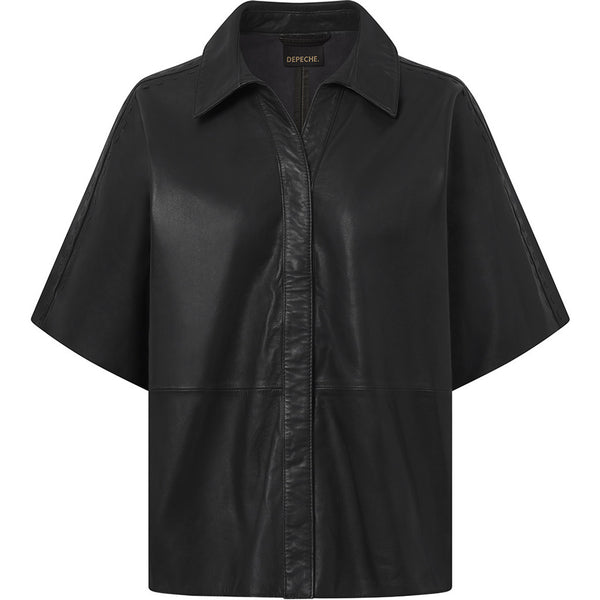 Depeche leather wear Julia short sleeve leather shirt Shirts 099 Black (Nero)