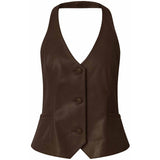 Depeche leather wear Kimmi suit vest in soft leather quality Vest 214 Dark Chocolate