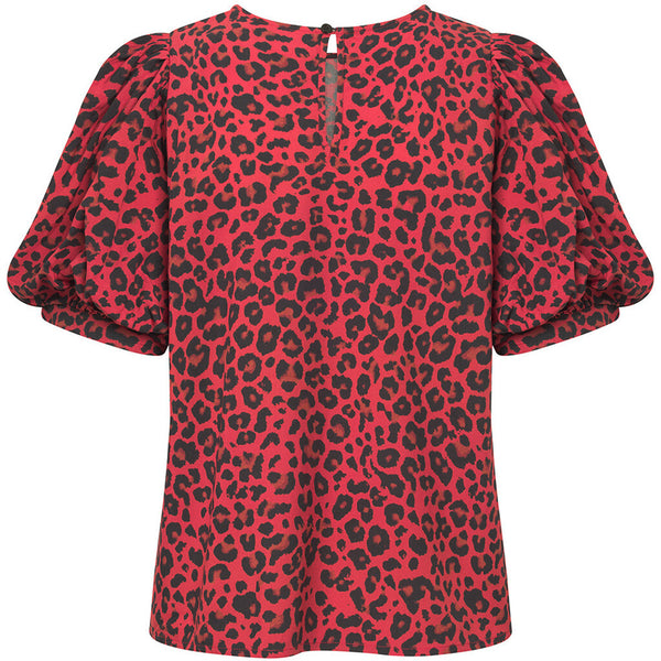 Depeche Clothing Kylie half sleeve blouse in red leopard print Blouse 277 Red Animal Print