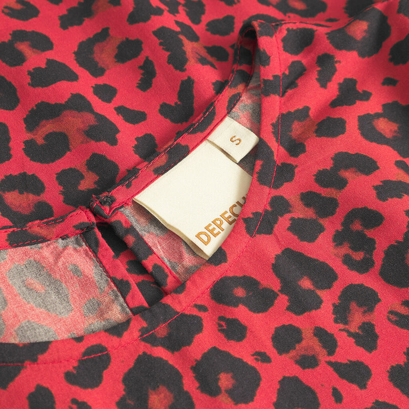 Depeche Clothing Kylie half sleeve blouse in red leopard print Blouse 277 Red Animal Print