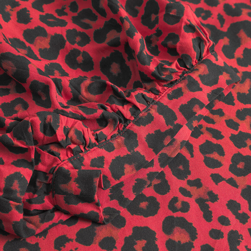 Depeche Clothing Kylie half sleeve blouse in red leopard print Blouse 277 Red Animal Print