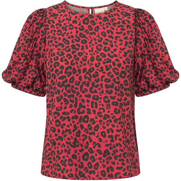 Depeche Clothing Kylie half sleeve blouse in red leopard print Blouse 277 Red Animal Print