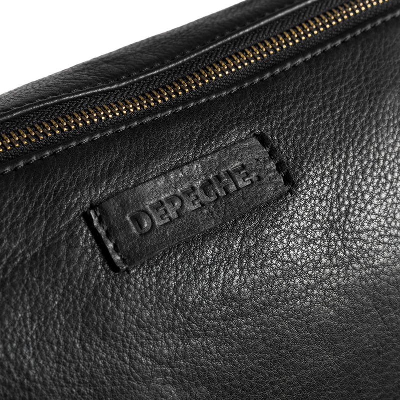 DEPECHE Large leatherbag in soft quality decorated with zippers Shoulderbag / Handbag 099 Black (Nero)