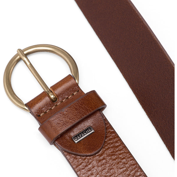 DEPECHE Leather belt decorated with eyelet rivets Belts 014 Cognac