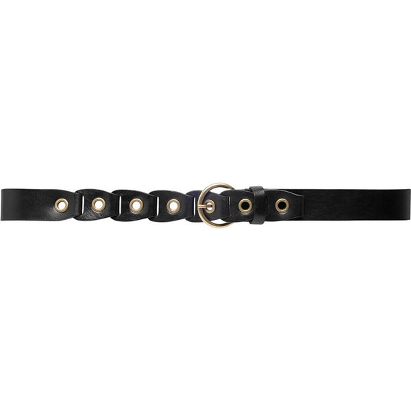 DEPECHE Leather belt decorated with eyelet rivets Belts 099 Black (Nero)