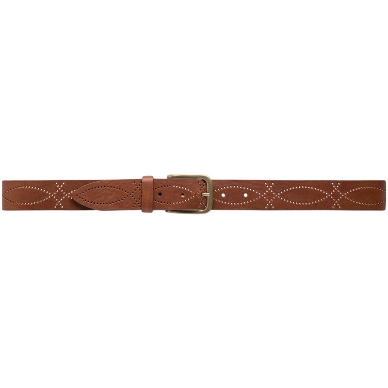 DEPECHE Leather belt with a beautiful western pattern Belts 014 Cognac