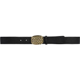 DEPECHE Leather belt with braided buckle Belts 154 Black/Brass