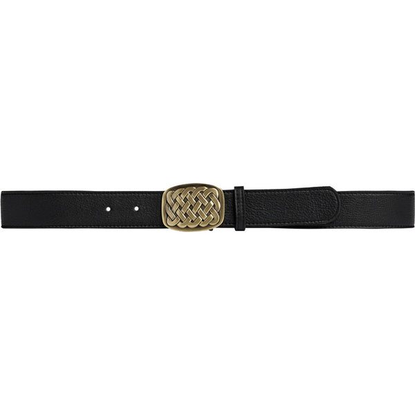 DEPECHE Leather belt with braided buckle Belts 154 Black/Brass