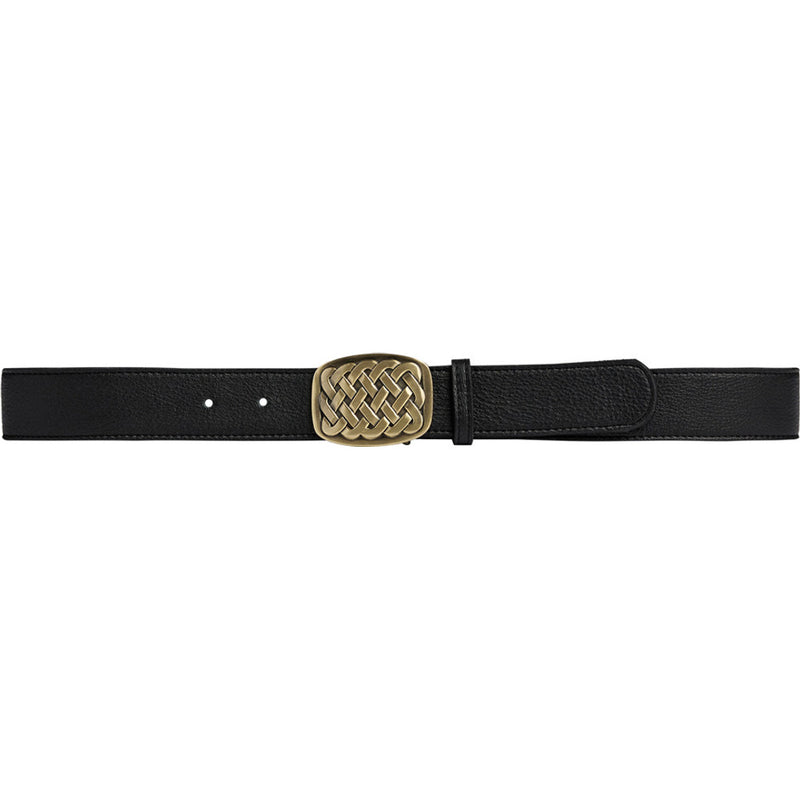 DEPECHE Leather belt with braided buckle Belts 154 Black/Brass