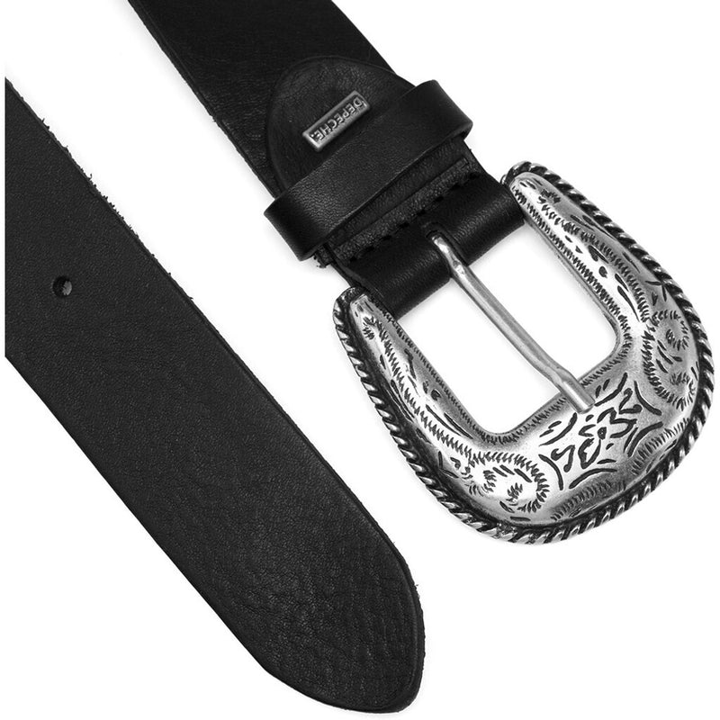 DEPECHE Leather belt with western buckle Belts 099 Black (Nero)