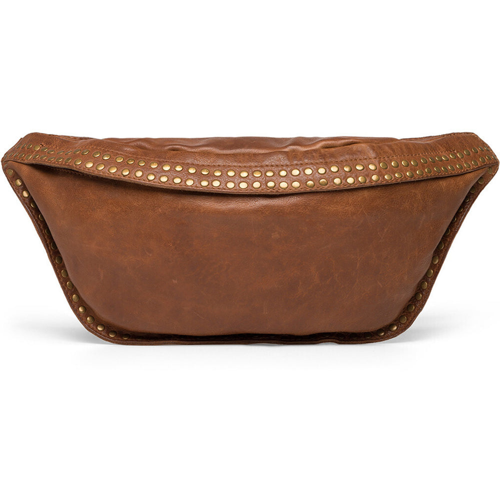 Leather bumbag decorated with beautiful rivets 15970 Vintage cognac