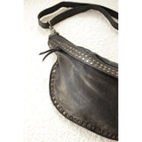 DEPECHE Leather bumbag decorated with beautiful rivets Bumbag 099 Black (Nero)