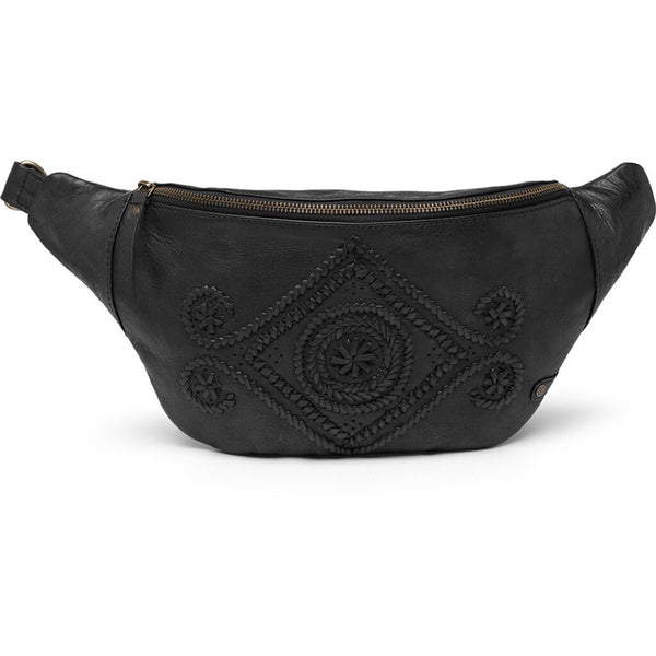 DEPECHE Leather bumbag with beautiful bohemian pattern Bumbag 099 Black (Nero)
