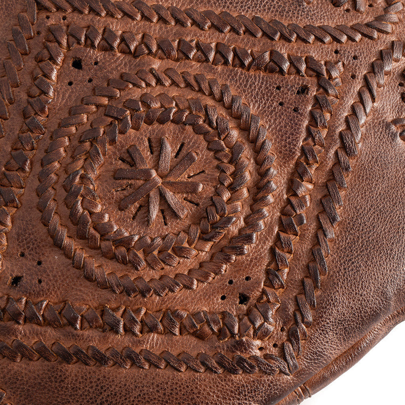 DEPECHE Leather bumbag with beautiful bohemian pattern Bumbag 133 Brandy