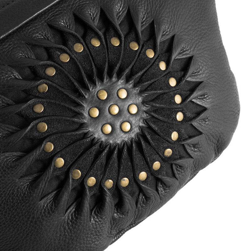 DEPECHE Leather bumbag with beautiful handmade pattern Bumbag 099 Black (Nero)
