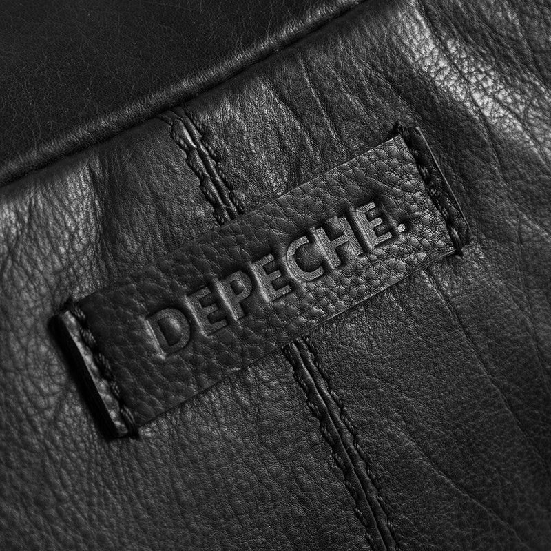 DEPECHE Leather bumbag with chain detail on front Bumbag 226 Black / Black