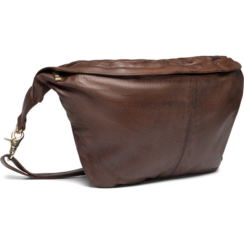 DEPECHE Leather bumbag with covered front zipper Bumbag 133 Brandy