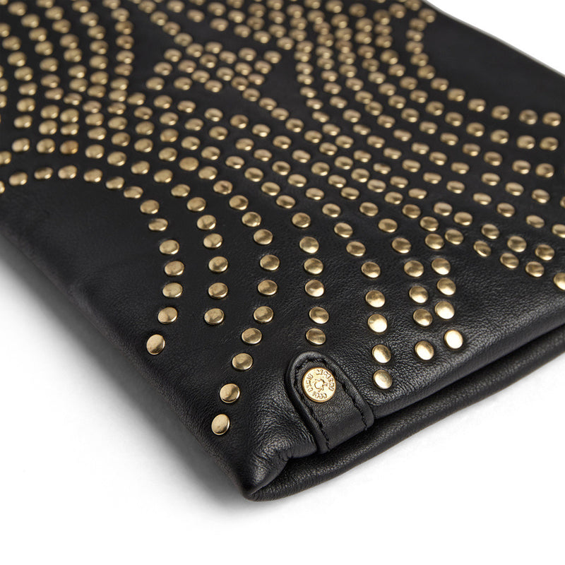 DEPECHE Leather clutch with gold studs Clutch 099 Black (Nero)