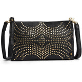 DEPECHE Leather clutch with gold studs Clutch 099 Black (Nero)