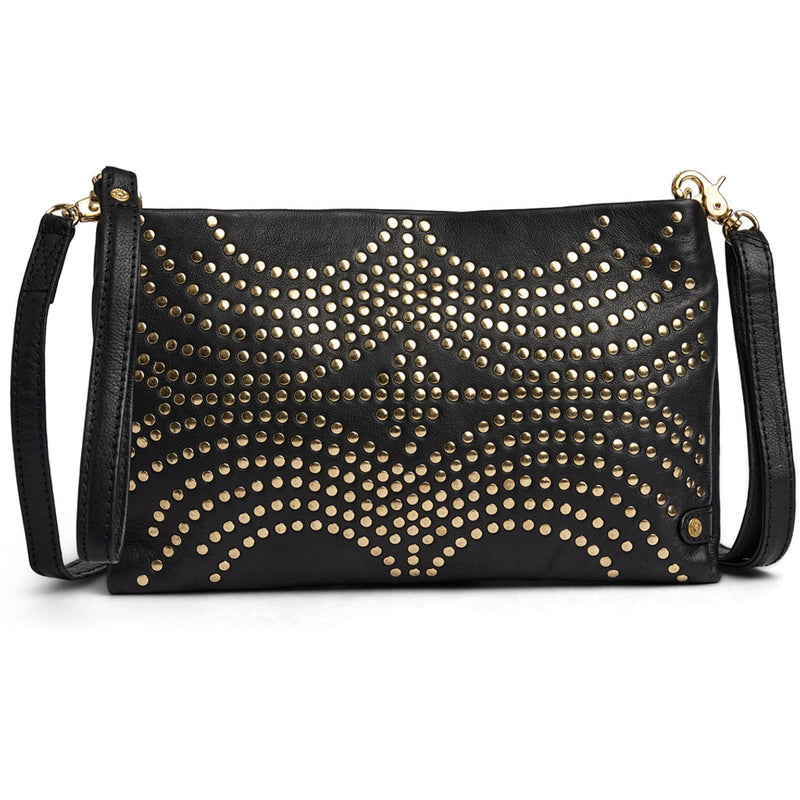 DEPECHE Leather clutch with gold studs Clutch 099 Black (Nero)